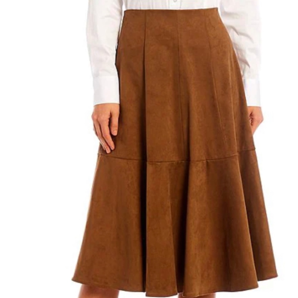 Faux suede high rise midni skirt.